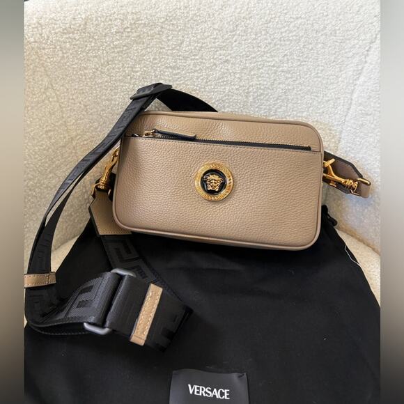 Versace Tan Leather Crossbody Bag with Medusa - Picture 1 of 7